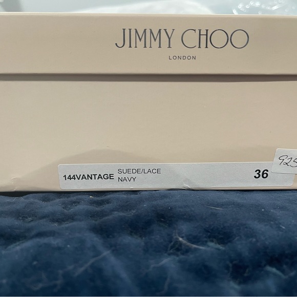 Jimmy Choo Vantage Suede Lace Navy Heels size 6 - Picture 8 of 10